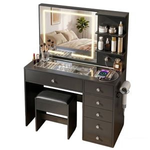 Artiss Dressing Table Led Vanity Desk Set Stool Black
