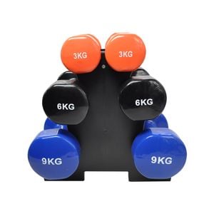 3kg + 6kg + 9kg - Total 36kg With 1 Free Rack - 3 Pairs Pvc Dumbbell Set Weight