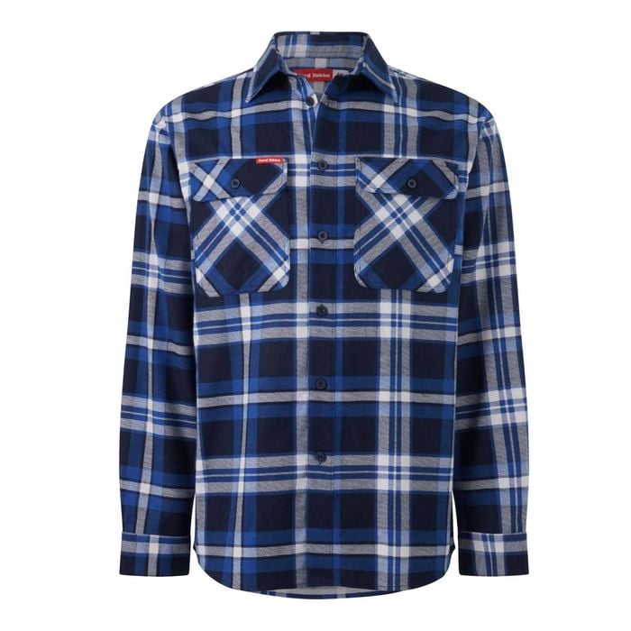 Hard Yakka Blue Check Long Sleeve Flannel Shirt - Size 2XL