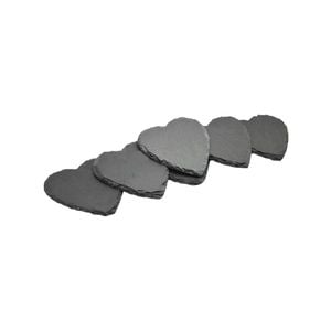 Argon Tableware Heart Shaped Natural Slate Drinks Coasters - Set Of 6