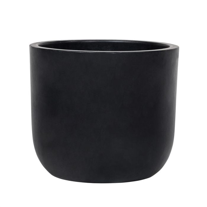 220 x 250mm Plain Black Round Ceramic Pot