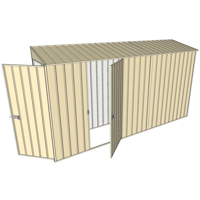 Build-a-Shed 0.8 x 3.7 x 2m Skillion Single Hinged Door Shed with Single Hinged Side Door - Cream