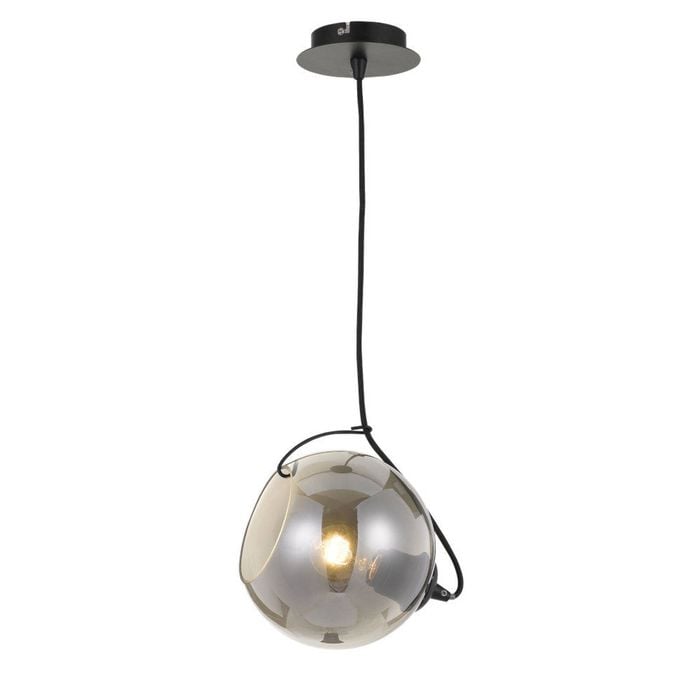 Telbix Bondi Modern Pendant Hanging Lamp Light Glass Metal Black Smoke