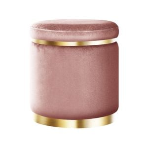 Round Velvet Foot Stool Ottoman Rest/Seat Pink