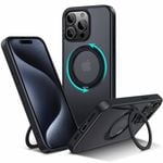 Tough On iPhone 15 Pro Case 360° Rotate Stand With MagSafe Black