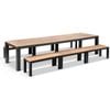 Balmoral 3.55M Outdoor Teak Top Aluminium Table With Bench Seats - Charcoal Aluminium