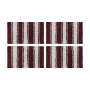 4pk Cdsi Lunasoft Tufted Stripe Bathmat Recycled Cotton Dusky Rose 50x80cm