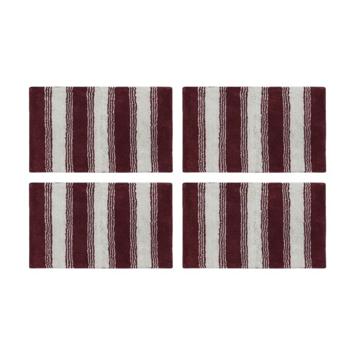 4pk Cdsi Lunasoft Tufted Stripe Bathmat Recycled Cotton Dusky Rose 50x80cm