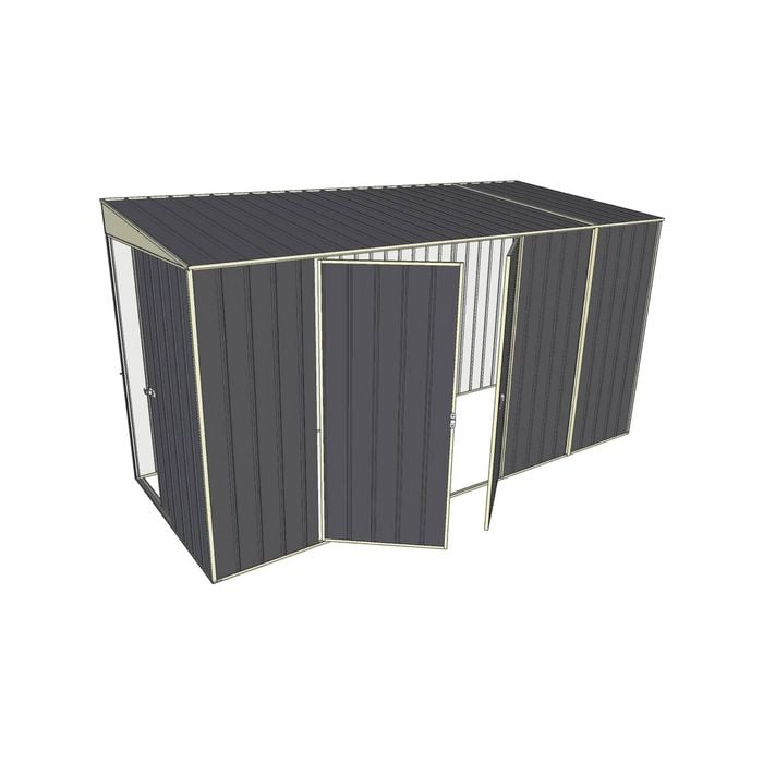 Build-a-Shed 1.5 x 3.7 x 2m Sliding Door Tunnel Shed with Double Hinged Side Doors - Grey