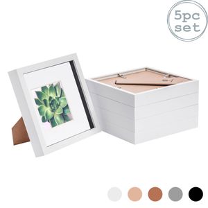 Nicola Spring 5 Piece 8 X 8 3d Shadow Box Photo Frame Set - Craft Display Picture Frame With 4 X 4 Mount - White
