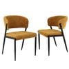 Artiss Dining Chairs Set Of 2 Linen Fabric Soft Upholstered Chairs Mustard