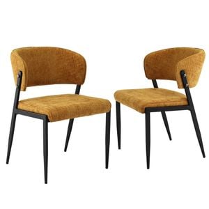 Artiss Dining Chairs Set Of 2 Linen Fabric Soft Upholstered Chairs Mustard