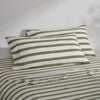 Dreamaker Cove Washed Cotton Yarn Dyed Wide Stripe King Pillowcase Olive Twin Pack
