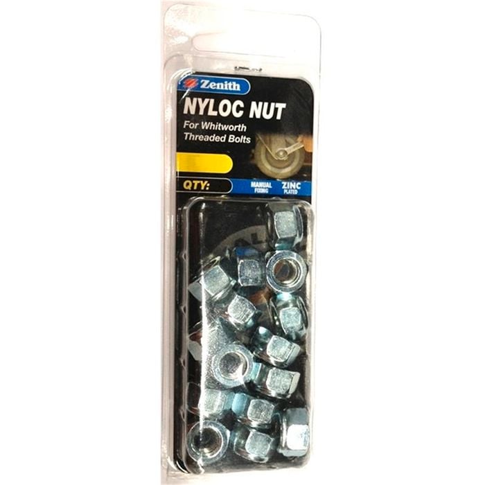 Zenith 3/16" Zinc Plated Nyloc Nut - 25 Pack