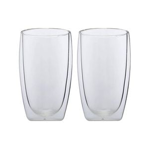 2pc Maxwell & Williams Blend Double Wall 450ml Glass Cup Set - Clear