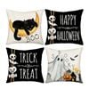 Catzon 4 Pcs Scary Throw Pillow Covers Linen Cushion Case for Decor 50X50cm