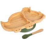 Bamboo Dinosaur Baby Weaning Plate & Fork Set