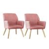 Oikiture 2x Armchair Lounge Sofa Chair Fabric Accent Chairs Armchairs Pink