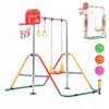 Advwin Kids Gymnastics Bar, Foldable Training Bar with Basketball Hoop & Swing and Rings