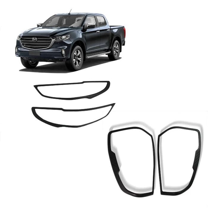 Matte Black Headlight & Taillight Covers For Mazda Bt-50 2020-2024
