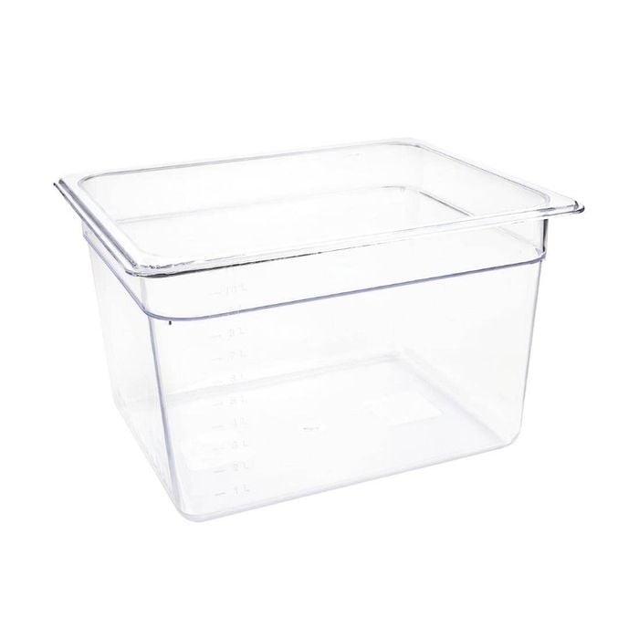Vogue Polycarbonate Gastronorm Container Gn 1/2 Clear Food Storage 200mm 10.8l