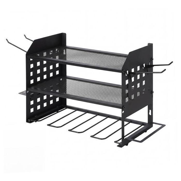 Levede Tool Storage Wall Mounted Tool Organiser Steel 3-Tier Rack Garage Black