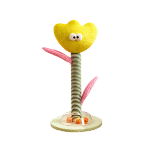 Cartoon Flower & Cactus Cat Scratch Pole - Yellow Tulip