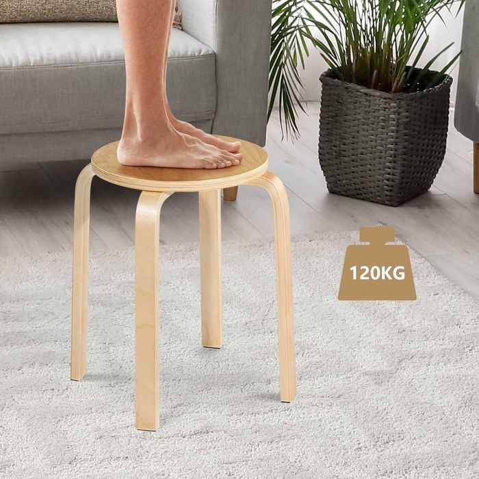 Costway 4 Pcs Stacking Stools Round Dining Chair Birch Wood