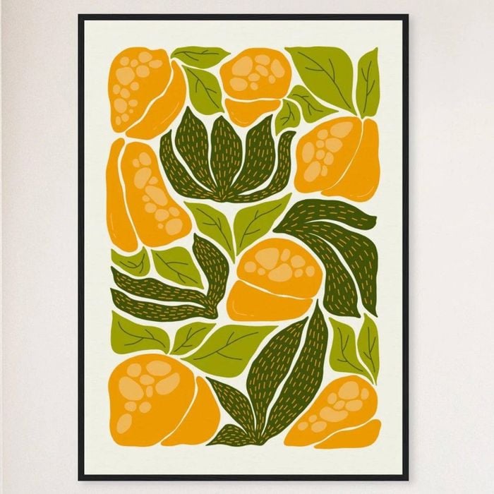 Galrie Vibrant Yellow Bell Pepper Art Print - Abstract Kitchen Wall Decor, Black Frame, A1 60 x 84cm (23 x 33inch)