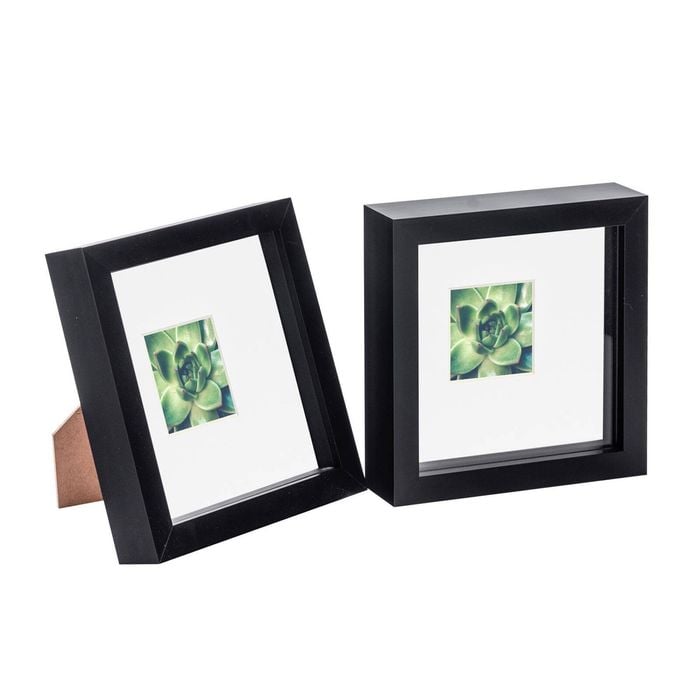 Nicola Spring 2 Piece 6 X 6 3d Shadow Box Photo Frame Set - Craft Display Picture Frame With 2 X 2 Mount - Black