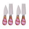 2x 2pc Splosh Summer Waves Bamboo Stainless Steel Cheese Knife Set Pink