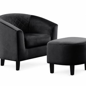 Cambia Tub Chair with Ottoman Velvet - Black