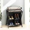 HOMFURN Luggage Rack with storage, Folding Suitcase Stands, Space Saving Suitcase Holders for Guest Room, Bedroom Hotel