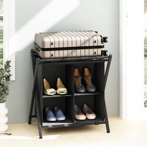 HOMFURN Luggage Rack with storage, Folding Suitcase Stands, Space Saving Suitcase Holders for Guest Room, Bedroom Hotel