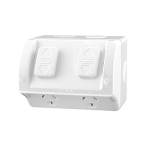 DETA 250V 10 Amp Rhodium Plated Outdoor Double Outlet Powerpoint