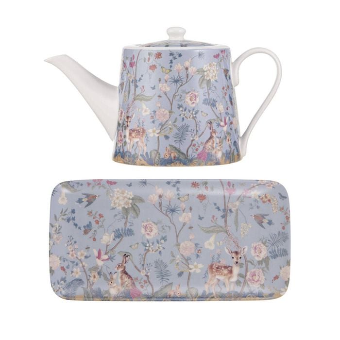 2pc Ashdene Enchanted Forest 900ml Teapot & 30cm Platter Tray Combo Set