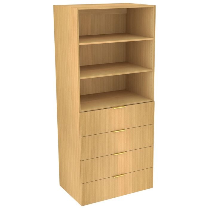 Lugna 2048 x 900 x 580mm Sand 2 Shelves And 4 Drawer Cabinet
