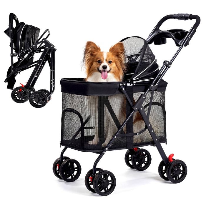 Advwin Pet Stroller Pram Foldable Dog Cat Carrier Cage Travel Pushchair