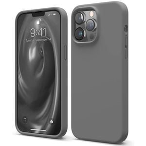 Silicone Phone Case For iPhone 13 Pro Max Shockproof Microfiber Lining - Carbon Grey