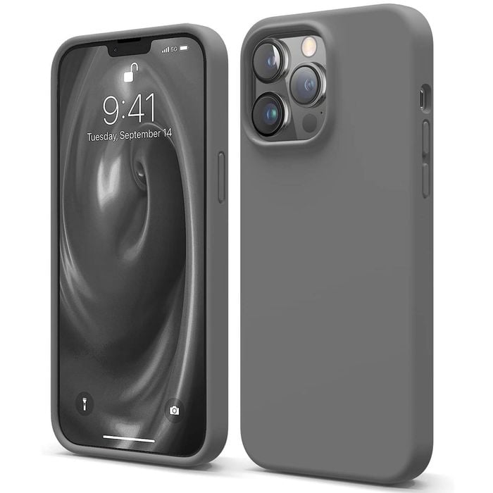 Silicone Phone Case For iPhone 13 Pro Max Shockproof Microfiber Lining - Carbon Grey