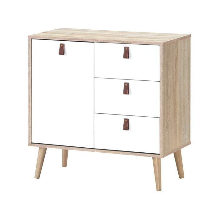 Costway Wood 3 Chest of Drawers Sideboard Storage Cabinet Bedside Table White