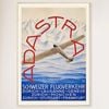 Galrie Ad Astra Aero Vintage Travel Poster Zurich Lausanne Geneve Switzerland Art Print, Wood Frame, 50 x 70cm (20 x 28inch)