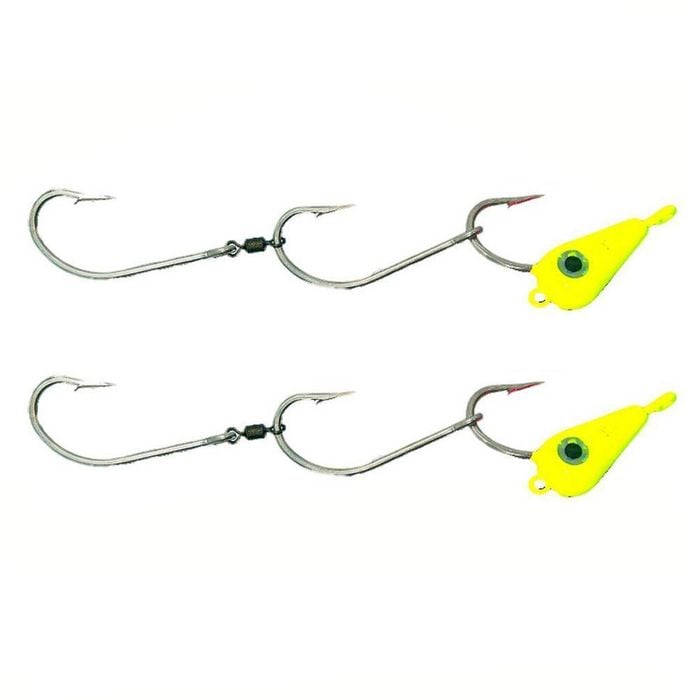 2x 60g TT Lures Bait Trolling Size 8/0 Tarpon Hooks Mackeral Rig - Chartreuse