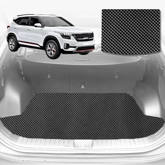 6D Diamond Car Boot Mat for Kia Seltos (KX3 SP2c)2019-Current-Cargo Mat-Black-Outback GT