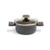 Neoflam Noblesse 20cm Casserole Induction with Glass Lid - Black | Aluminium | Pan