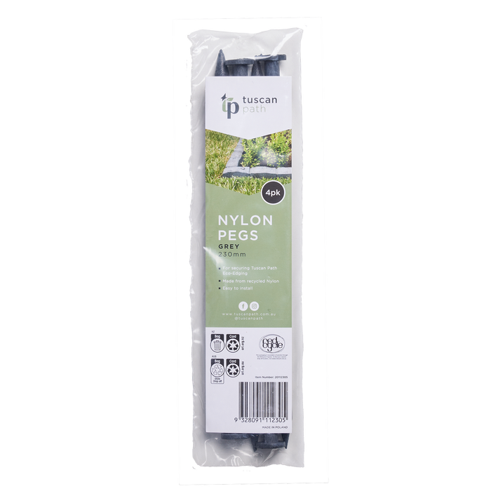 Tuscan Path Grey Nylon Garden Edging Pegs - 4 Pack