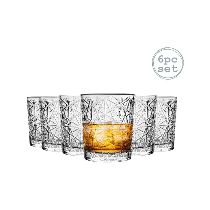 Bormioli Rocco Lounge Vintage Cut Double Old Fashioned Tumblers - 370ml - Pack of 6