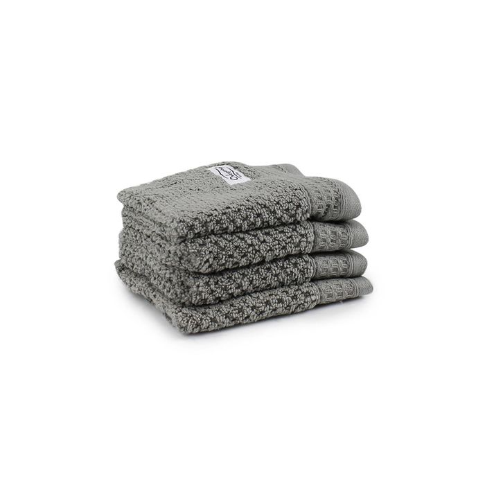 4pc Onkaparinga 30x30cm Cotton Avalon Bathroom Face Washers 550GSM Warm Silver
