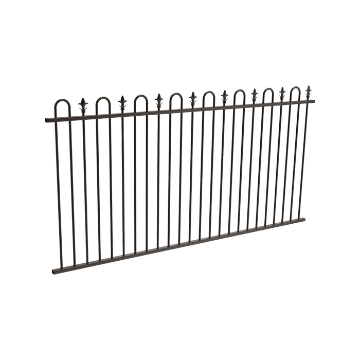 ProtectorAl 2400 x 1200mm Black Aluminium Pool Fence Panel Loop And Spear - Black