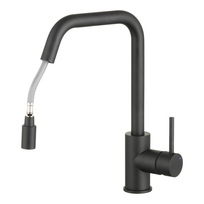 Estilo 35mm Matte Black WELS 5 Star 6L/min Side Lever Pull Down Sink Mixer